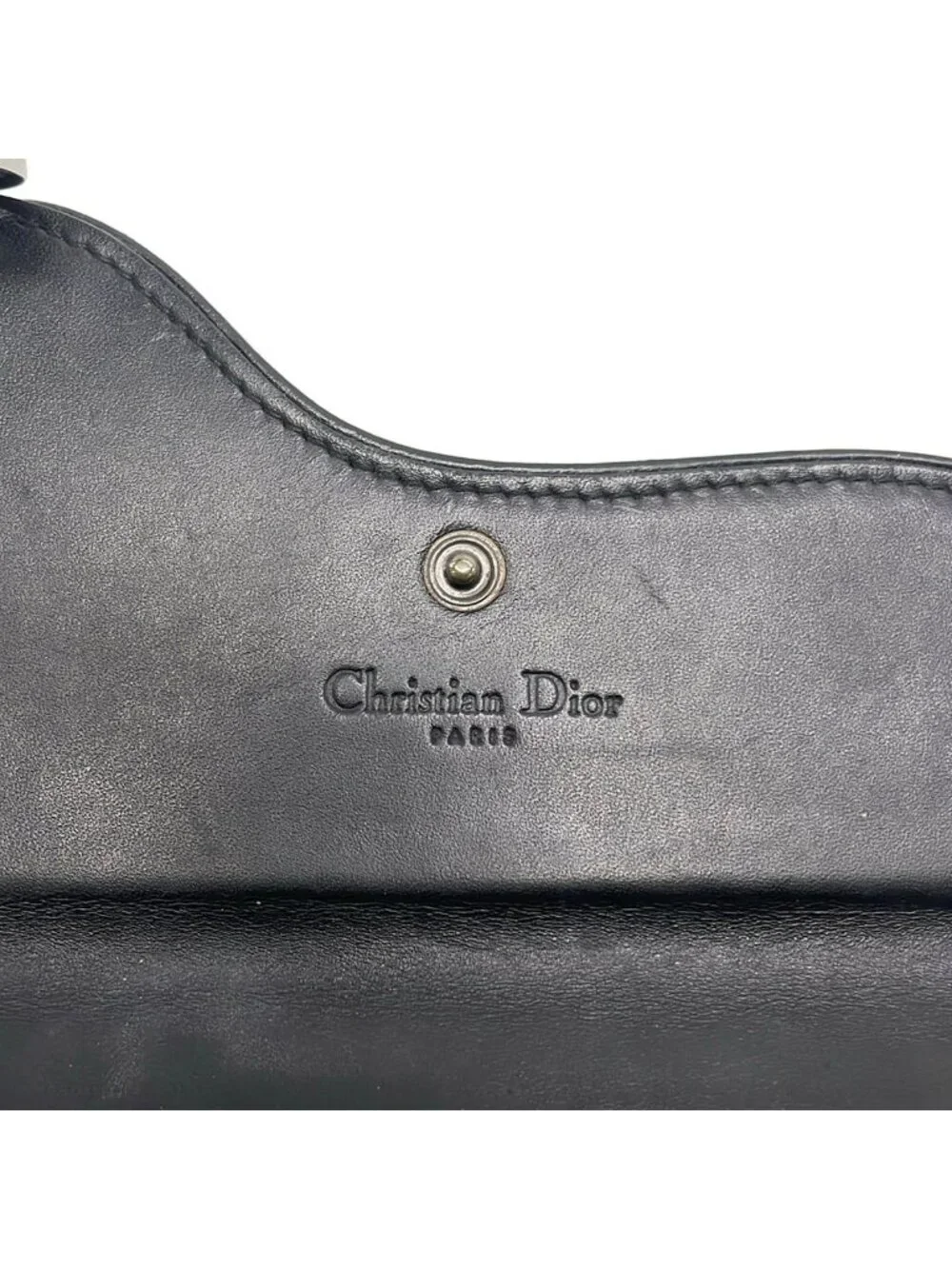 Dior Pouch Logo Glam Gray Dark Navy Leather